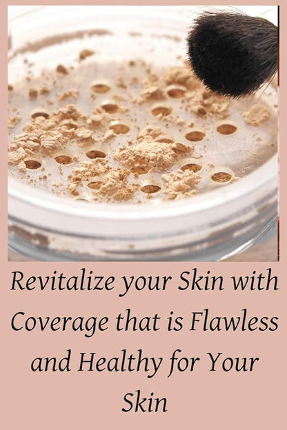 Mineral Face Powder Foundation Makeup. Natural Full Coverage Loose Foundation with Vitamin and Green Tea. Made in USA