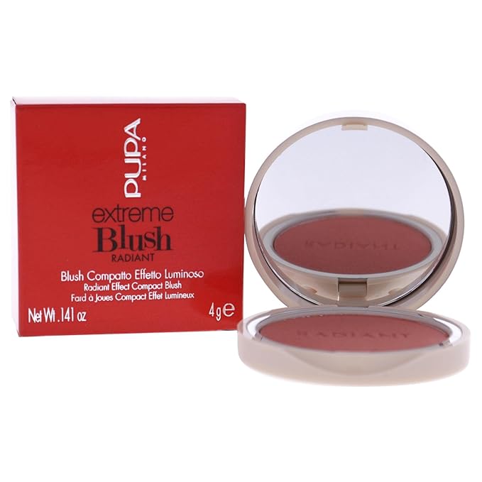 PUPA Milano Extreme Blush Radiant - Enhances The Natural Radiance Of The Face - Gives A Glowing And Smoothing Effect - Lightweight Formula - Suitable For All Skin Types - 030 Coral Passion - 0.141 Oz
