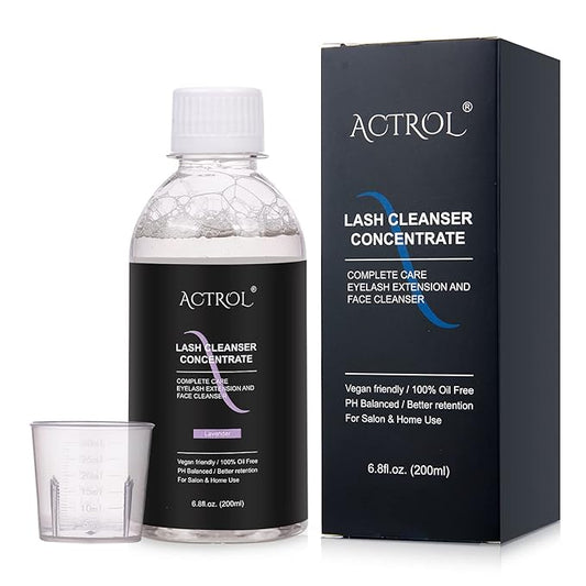 Eyelash Cleanser Concentrate 200ml Lavender Professional Lash Shampoo Foaming Cleanser Lash Wash Concentrate for Extensions Lashes with Salon Home Care-Makes 40 Bottles