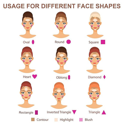 3 Colors Cream Contour Stick, Shades with Highlighter Stick,Blush Stick and Bronzer Contour Stick for Sculpt the Cheeks,Long Lasting,Waterproof,Matte & Dewy Finish for Women (LIGHT(1+3+4))