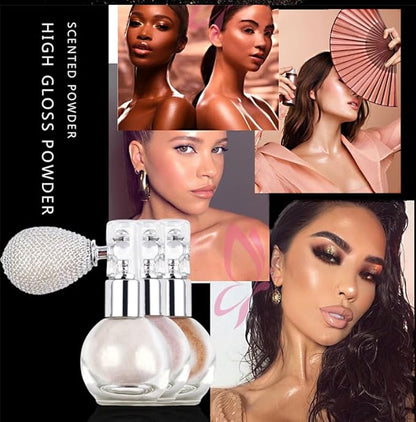 Highlighter Powder Spray Glitter Body Highlighter Spray for Girls Shimmer High Gloss Loose Powder Makeup Mist for Body, Hair, Face and Clothing