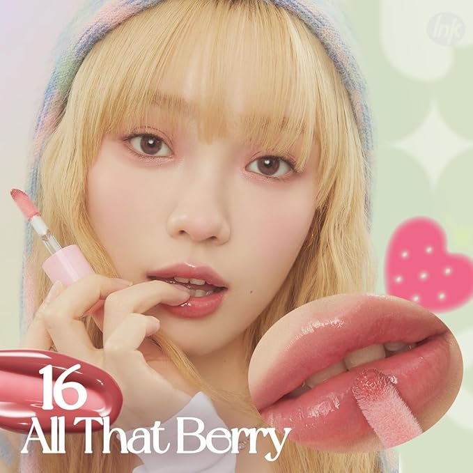 Peripera Ink Glasting Lip Gloss, Non-Sticky, Gloss Shine, 4XL Wand for Easy Application, Korean Lip Gloss, Fuller Looking Lips, Buttery Soft, Long Lasting Lip (016 ALL THAT BERRY)