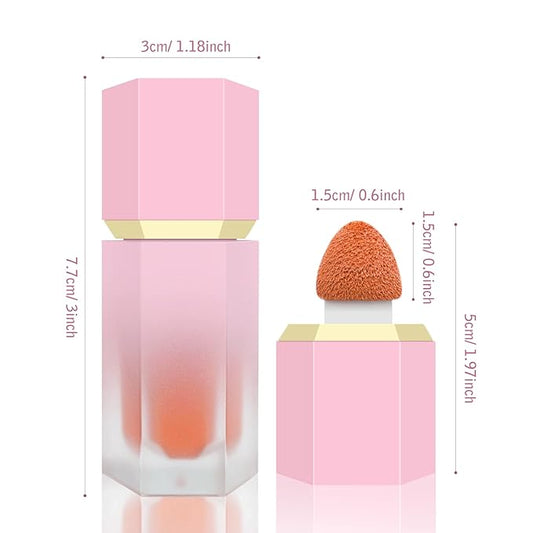 Liquid Blush for Cheeks, Soft Cream Blush with Cushion Applicator, Dewy Finish Matte Velvet Texture, High-Pigmented Blendable, Long-Wearing Rubor Makeup | #05 ENERGETIC-Coral Orange