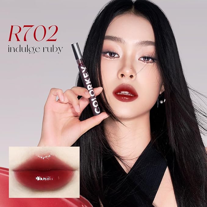 COLORKEY Lip Gloss Mirror Series, Hydrating Lip Gloss with Essential oil, High Shine Glossy Lip Tint, Hydrated & Fuller-looking Lips, Long-Lasting Liquid Lipstick (R715 tomato red)