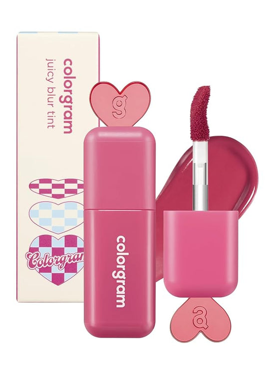 COLORGRAM Juicy Blur Tint 08 Cooling Strawberry + All In One Over-Lip Maker 01 Warm Peach Bundle