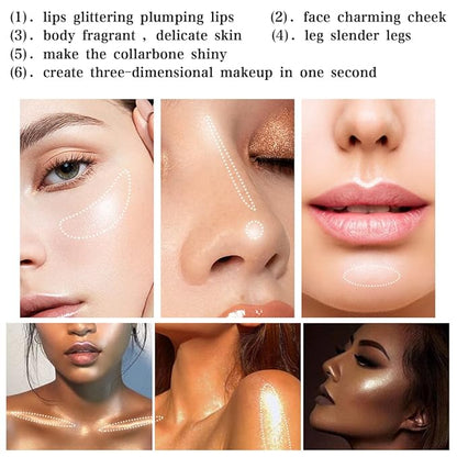 Highlighter Shimmer Makeup Palette Bronzer Color, Shimmering Highlightering Pallet, Shimmery Highlighter for Face/Body/Eyes,Sparkly Shade for Dark Skin, Highly Pigment illuminate Silky Powder, Brown Shiny Color Powder