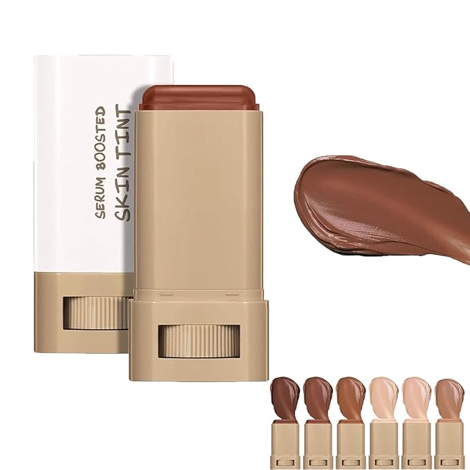 Skween Serum Boosted Skin Tint Balm for Black Women, Skween Serum Boosted Hydration Beauty Balm, Solid Tinted Foundation Stick, Moisturizing, Light, Non-Greasy, Natural Finish Makeup (#02, standard)