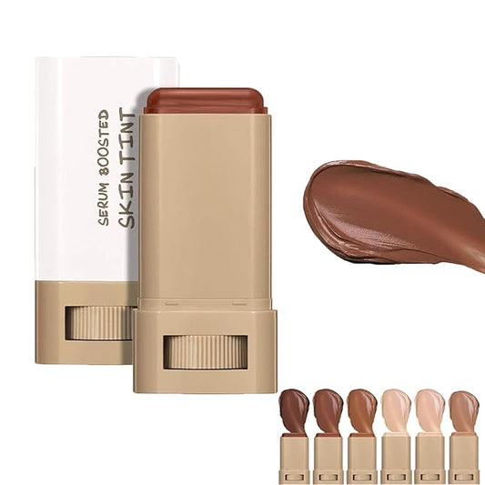 Skween Serum Boosted Skin Tint Balm for Black Women, Skween Serum Boosted Hydration Beauty Balm, Solid Tinted Foundation Stick, Moisturizing, Light, Non-Greasy, Natural Finish Makeup (#02, standard)