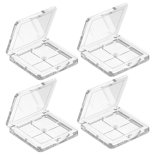 4 Pieces Empty Makeup Palette Portable Eyeshadow Pan Empty Lipstick Box DIY Eyeshadow Powder Blush Lipstick Palette Dispensing Storage Boxes Transparent Container