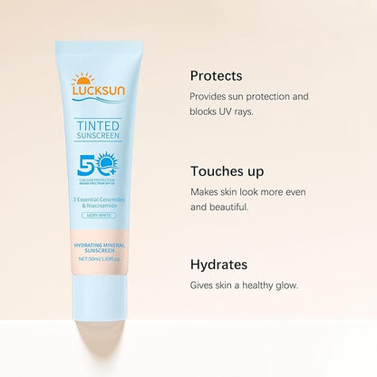 Tinted Mineral Sunscreen SPF 50-2-in-1 Makeup & Sunscreen for Natural Glow, Broad Spectrum Protection + Skincare Benefits All Skin Types (#001, 1.69 Fl Oz (Pack of 1))