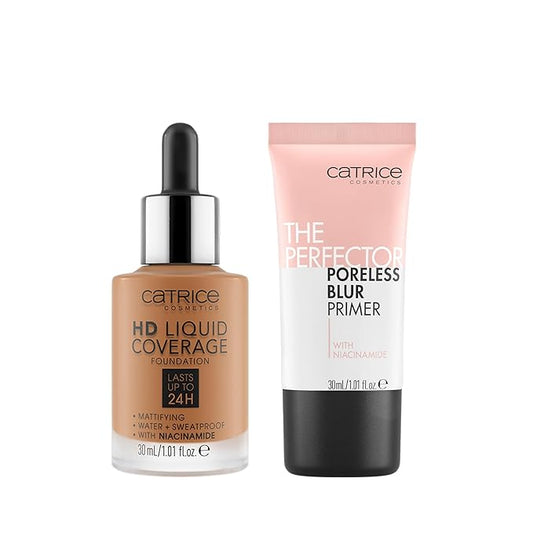 Catrice | HD Foundation 80 & The Perfector Poreless Blur Primer Bundle | Full Coverage Makeup | Vegan & Cruelty Free