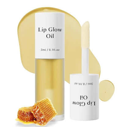 Hydrating Lip Glow Oil - Tinted Moisturizing Lip Gloss Plumping Non-Sticky Long-Lasting Shiny Fruit Flavor Lip Stain, 0.10 Fl Oz (Honey)
