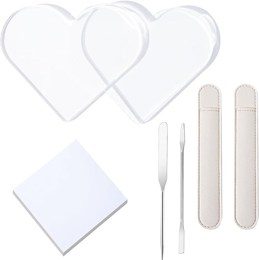 Cobahom 7PCS Acrylic Makeup Mixing Palettes Non-Crack Makeup Tray with Metal Spatulas, Disposable Nail Palette Papers for Foundation Eye Shadow Nail Polish Pigment Blending (Transparent)