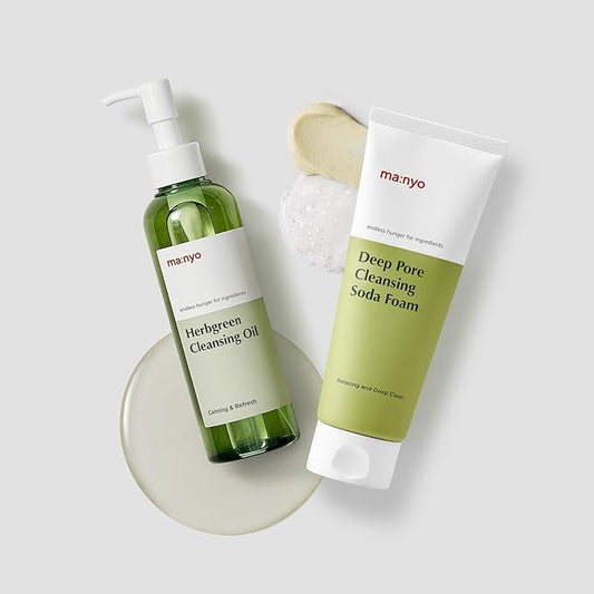 ma:nyo Herbgreen Cleansing Oil 6.7fl oz & Deep pore Soda Foam 5.0fl oz