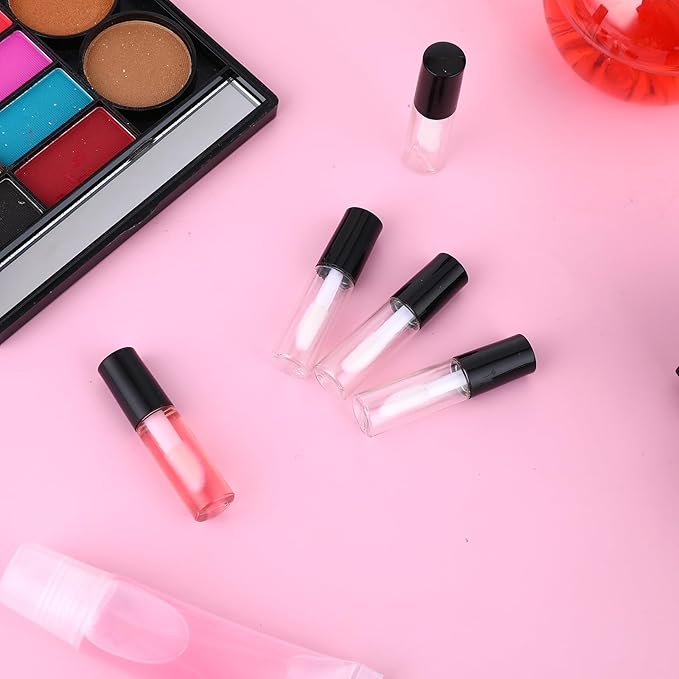 Mini Lip Gloss Tubes, 100 Pcs Refillable Lip Balm Bottle Transparent Empty Containers Travel Personal Cosmetic Inserts Cosmetic Tools Mini Lipstick Containers for Women DIY Makeup