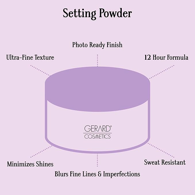 Slay the Bake Blurring Powder by Gerard Cosmetics (Purple), Purple Setting Powder to Blur, Set, and Brighten, Mature Skin Friendly, Talc Free, Cruelty Free, Vegan (0.28 oz)