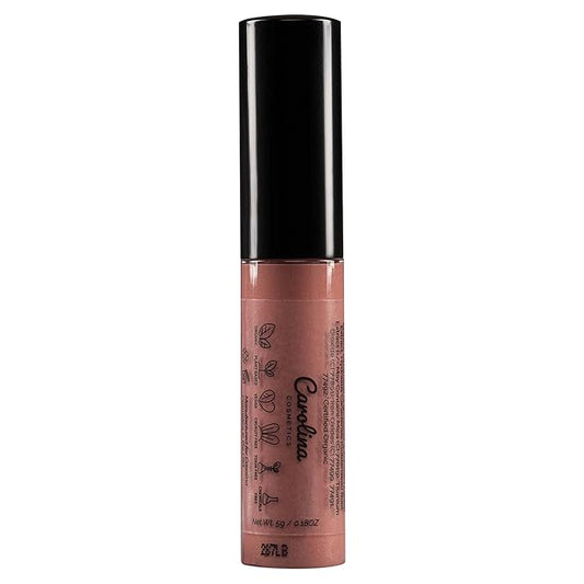 Plant-Based Non-Sticky Lip Gloss (What A Babe) - Hydrating & Nourishing with Sunflower Seed Oil, Cacao & Grape Seed Oil - Gluten-Free, Vegan, Non-GMO, Paraben-Free - 5g/0.18oz
