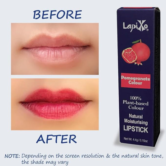 100% Plant-based Color Lipstick, Unique Formula, Natural + Moisturizing | Non-Toxic, All Food Ingredients, Antioxidant-rich, Natural Matte Vibrant Color, 4.4g/0.15oz (Pomegranate color)