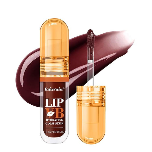 LIP VB Hydrating Gloss Stain – Lip Tint Gloss with 12HR Hydration Long-Lasting Moisture & Shine, Smooth Lip Stain with Glossy Finish, Non-Sticky, Rich Color for All Skin Tones (#6 WATER BOUT WINE, 1)