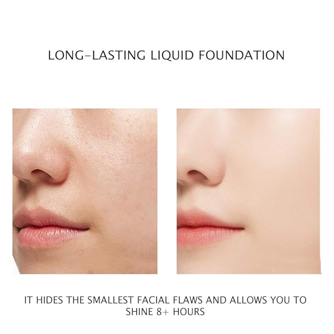 VENZEN Thin Light Concealer Liquid Foundation Waterproof Moisturizing Clear Naked Natural Long-Lasting Soft Texture Rubber Ring Delicate Colors (#02 IVORY (6778))