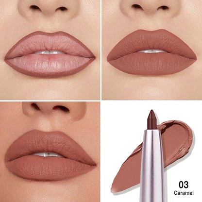 evpct Silky Smooth Lip Liner Pencil Retractable, Caramel Lip Liner Creamy Long-Lasting Formula for Precision Contouring Matte Velvet Pigmented Rich Lip Colors Crayon Lipstick 03
