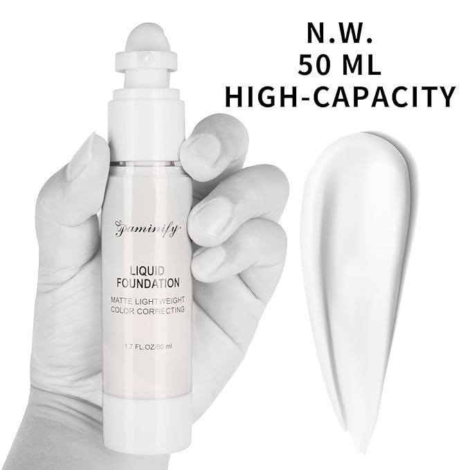 50 ML Goth White Foundation Makeup,Face Body Paint Full Coverage Liquid Color Changing Pale White Foundation,Concealer Color Corrector Halloween Cosplay Sfx Makeup for Clown