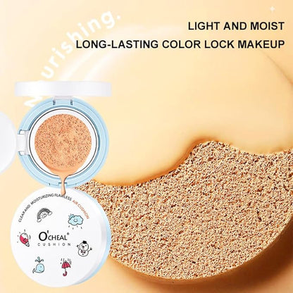 O'CHEAL Whitening Loose Powder and CC Air Cushion BB Cream Liquid Foundation Cream for Makeup Concealer Cushion for Face Make Up Cushion Makeup IVORY WHITE