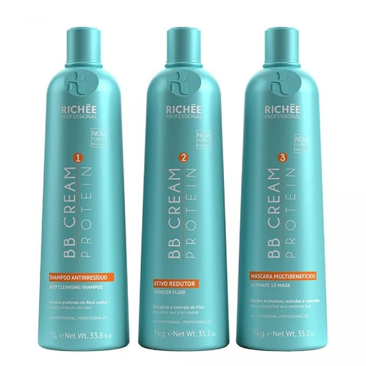 Richée Professional | Liso BB Cream Kit | Pure Active Ingredients And Extraordinary Shine | (3x) 1000 ml / 33.8 fl.oz.