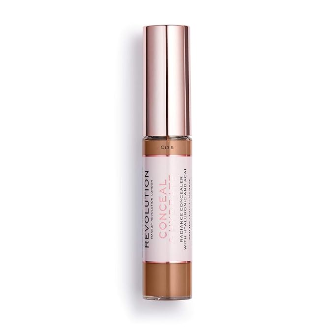Makeup Revolution Conceal and Hydrate Concealer, Full Coverage & Matte Finish, C14.7 for Dark Skin Tones, Vegan & Cruelty-Free, 0.7 Fl Oz