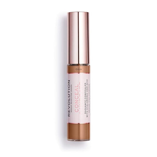 Makeup Revolution Conceal and Hydrate Concealer, Full Coverage & Matte Finish, C14.7 for Dark Skin Tones, Vegan & Cruelty-Free, 0.7 Fl Oz