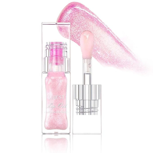Magic Color Changing Lip Oil Ph, Glitter Lip Gloss, Upgraded Big Brush Head Moisturizing Lip Oil, Color Changing with Temperature, Moisturizing & Sparkling (Pink, 0.3 Oz)