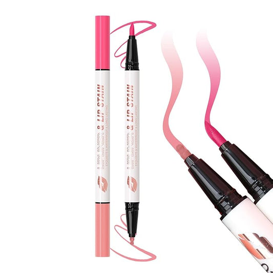 DAGEDA 2 Colors Lip Liner Pen,Double-ended Lip Stain Marker Design,Natural Matte Finish,Waterproof Liquid Lipstick, Long Lasting No Transfer Lips Makeup for Women(Color A)