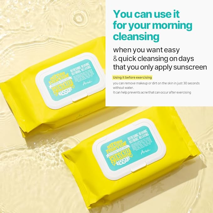 Ariul Stress Relieving Purefull Cleansing Tissue – Gentle & Hydrating Makeup Remover Wipes, Korean Skin Care with Natural Ingredients, 80 Counts × 2 Packs