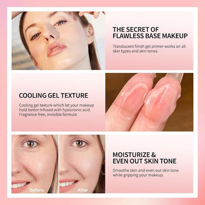 AKARY Gel-Based & Hydrating Face Primer For Smoothing Skin & Gripping Makeup with Vitamin C, Vitamin E, Retinol, Long-Wear Foundation Face Primer for Oil Control, Even Fine Lines, 0.81 Fl Oz, 04 Grape