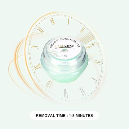 LASHVIEW Eyelash Extension Remover Cream, Eyelash Adhesive Remover, Professional Eyelash Extensions Remover for Salon(ALOE 0.51fl.oz/15ml)