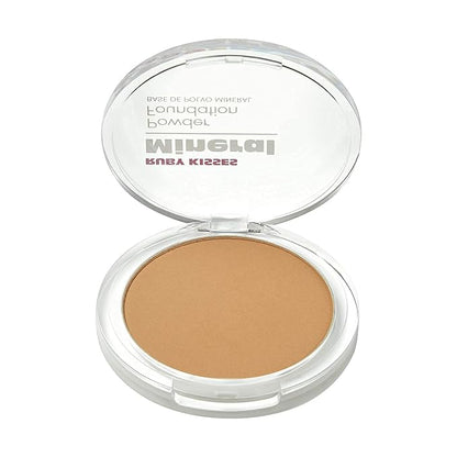 Ruby Kisses Mineral Pressed Powder Foundation, Medium to Full Coverage Natural Finish 0.35 Ounce (Caramel)