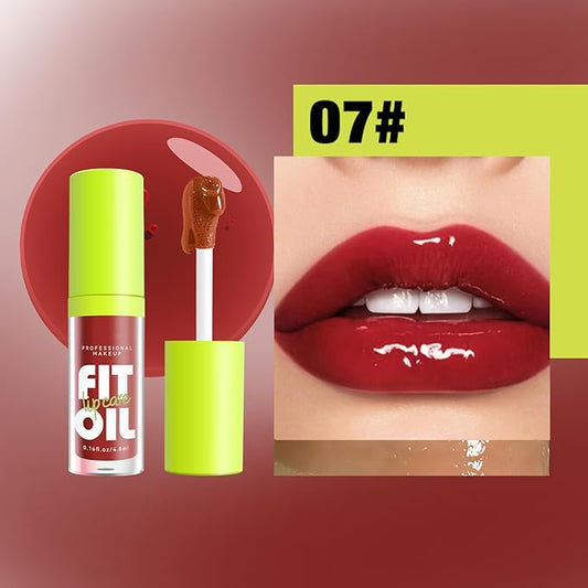 8 Colors Lip Plumping Gloss With Big Brush Head, Moisturizing Formula, Visibly Defines & Plumps Lips Repairing Lightening Lines Fresh Clear Smooth Care (# 07)