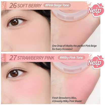 PERIPERA Pure Blushed Sunshine Cheek Blush (Soft Berry Collection), Matte Natural Sheer Glow, Glowy Finish, Natural-Looking Fnish (027 Strawberry Pink, One Size)