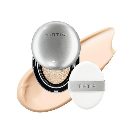 [*Mini Size*] TIRTIR Aura Glow Silver Cushion | Korean Cushion Foundation, (#17C Porcelain, 0.15 Fl Oz)