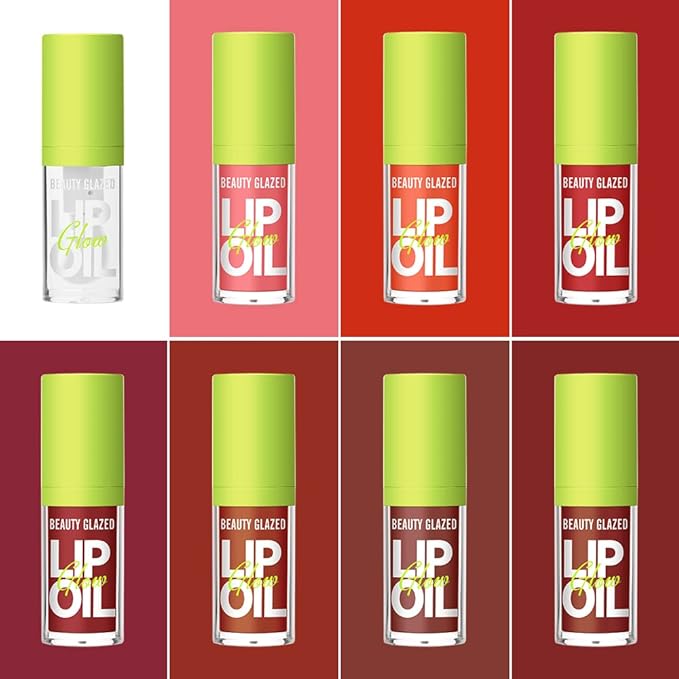 Beauty Glazed Big Brush Head Lip Oil, Ultra-Hydrating & Nourishing, Smooth Glossy Finish Lip Glow Oil, Shiny and Vegan Tinted Lip Gloss, Non-Sticky Formula (1, 102# KISSY)
