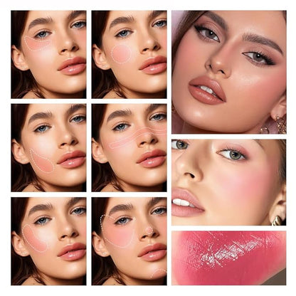 Multi-Use Makeup Blush Stick for Cheeks, Cream Blush Wand, Tinted Solid Moisturizer Stick for Cheek Eyes Lip Tint, Natural Nude Makeup, shypink