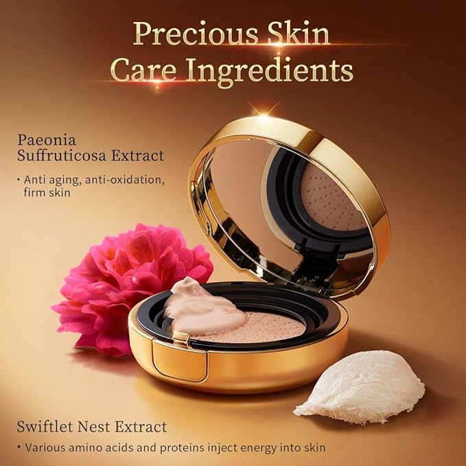 ZEESEA [Palace Identity] Liquid Foundation Makeup, Cushion Foundation BB Cream, Skincare Ingredients, Long Lasting and High Coverage Cushion Compact, Light Beige