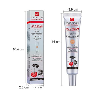 Color Correcting CC Cream with SPF 25,Full-Coverage Foundation,Hydrating Serum,Refine Skin Texture, Avoid Sun Damage (Dark, 45 ml)