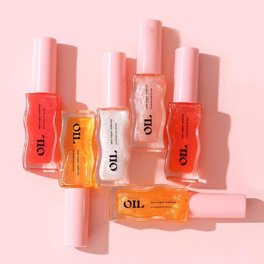 Honey Infused Hydrating Lip Oil Lip Gloss with Honey Tropical Scent, High-Shine Non-Sticky Formula for Dry Lips, 8ml (Ice Cream, Lip Oil-6)