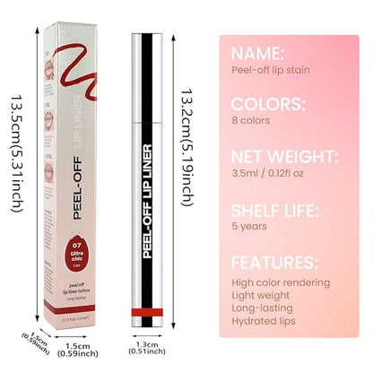 2Pcs Matte Liquid Lip Stain Peel Off Lip Liner Tattoo Set, Waterproof, Smudge-Proof, Peel Off Lip Stain Tattoo, Long-Lasting Non-Stick Cup Lip Gloss for All Skin Types (0.12 fl oz, #04+#06)