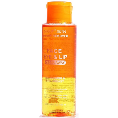 Oil-Free Dual Phase Makeup Remover – Gentle on Sensitive Eyes, Removes Waterproof Makeup | Moisturizing 3-in-1 Formula (100ml ORANGE)