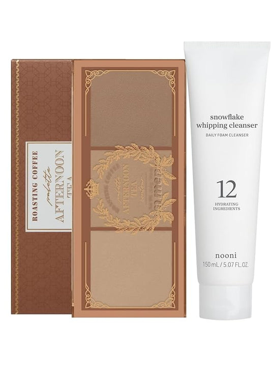 I'm Meme Palette - Afternoon Tea Contour | Roasting Coffee 0.4 Oz + NOONI Korean Facial Clenaser - Snowflake Whipping Cleanser 5.07 Fl Oz Bundle