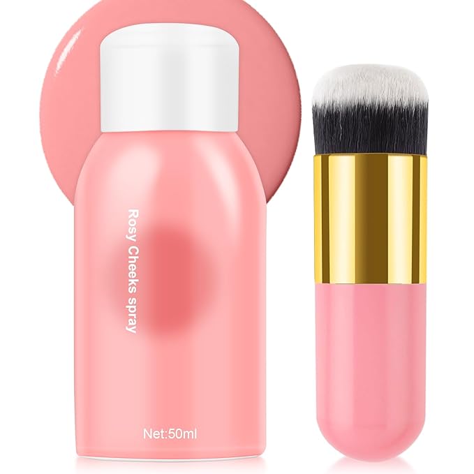 Airbrush Blush Spray Makeup For Cheeks, Silky Mist Blush Spray Face Cheek, Natural Matte Pink Skin, Waterproof Long Lasting Dewy Makeup, Moisturizing Lightweight Blendable (Chill)