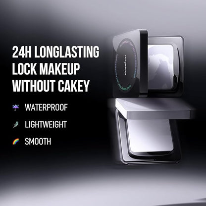 Waterproof Face Pressed Powder Compact, 24H Longlasting Oil Control Pressed Setting Powder Talc-Free Makeup, Shine Free, Poreless, Smooth, 04 Pink for dry&com skin (0.28Oz)