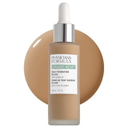 Physicians Formula Organic Wear All Natural Liquid Foundation Elixir Medium, Full Coverage | Dermatologist Tested, Clinicially Tested